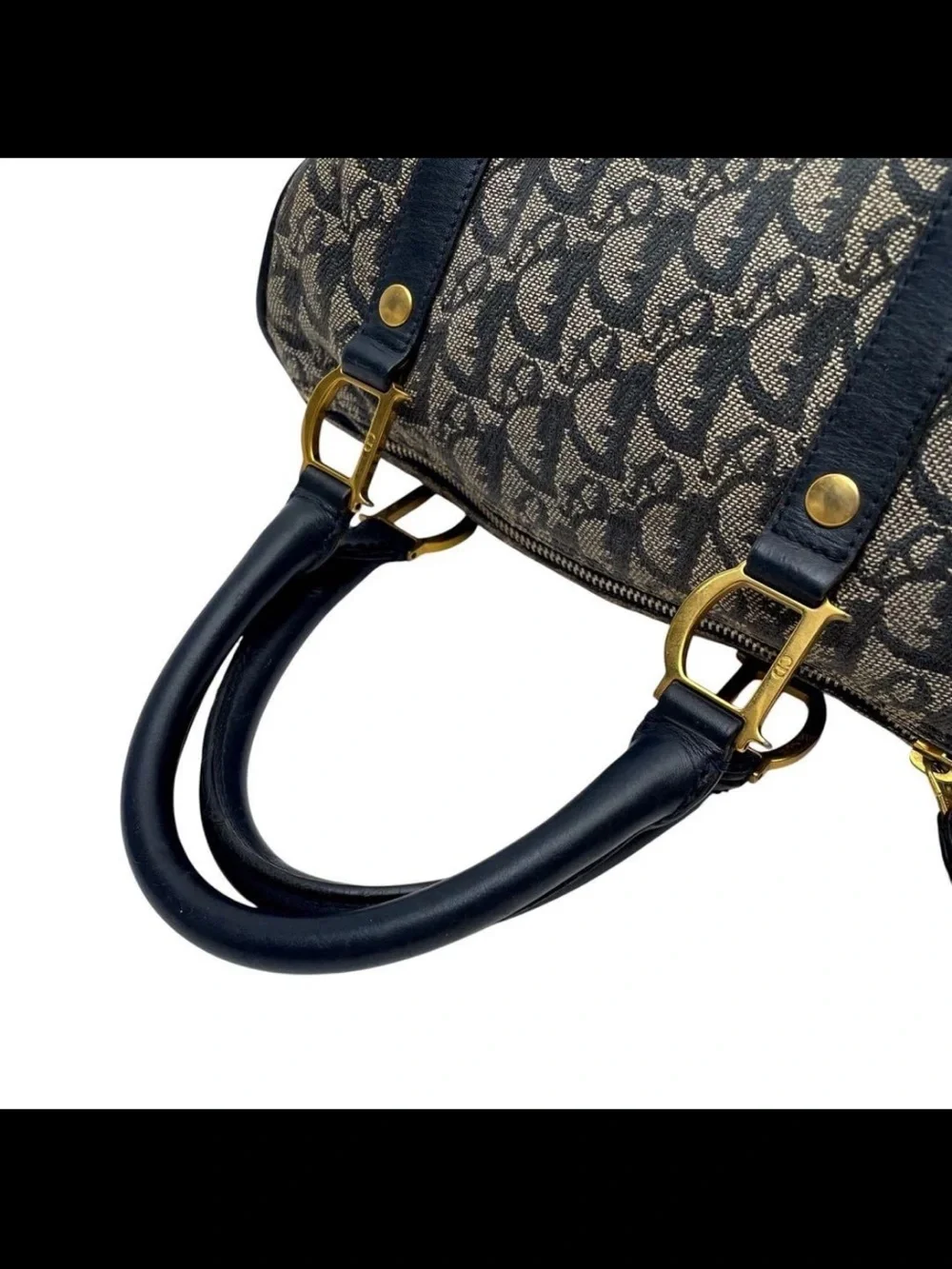 Dior Navy and Beige Monogram Satchel
